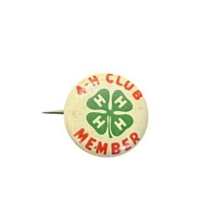 Vintage Early 4-H Club Member Shamrock Logo Lapel Pin Button Mini Farmers